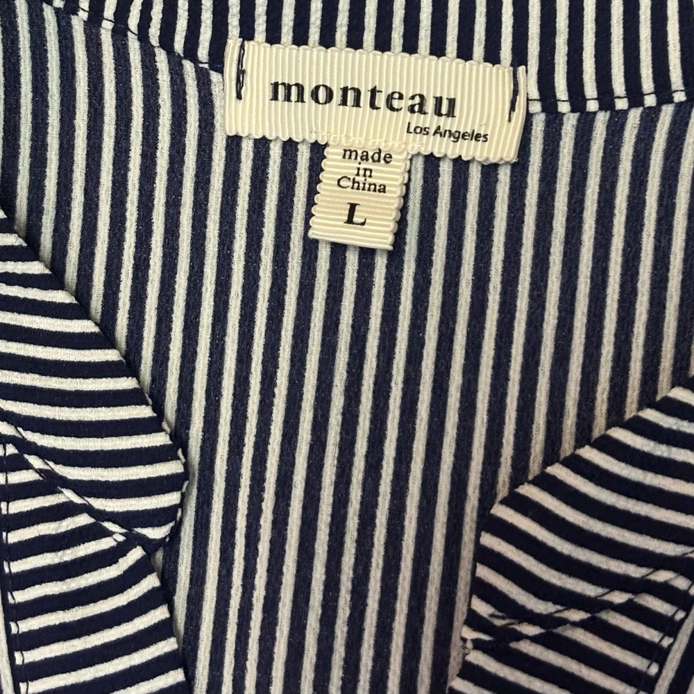 Monteau Los Angeles Blue & White Striped Dress - Size large - Picture 4 of 5